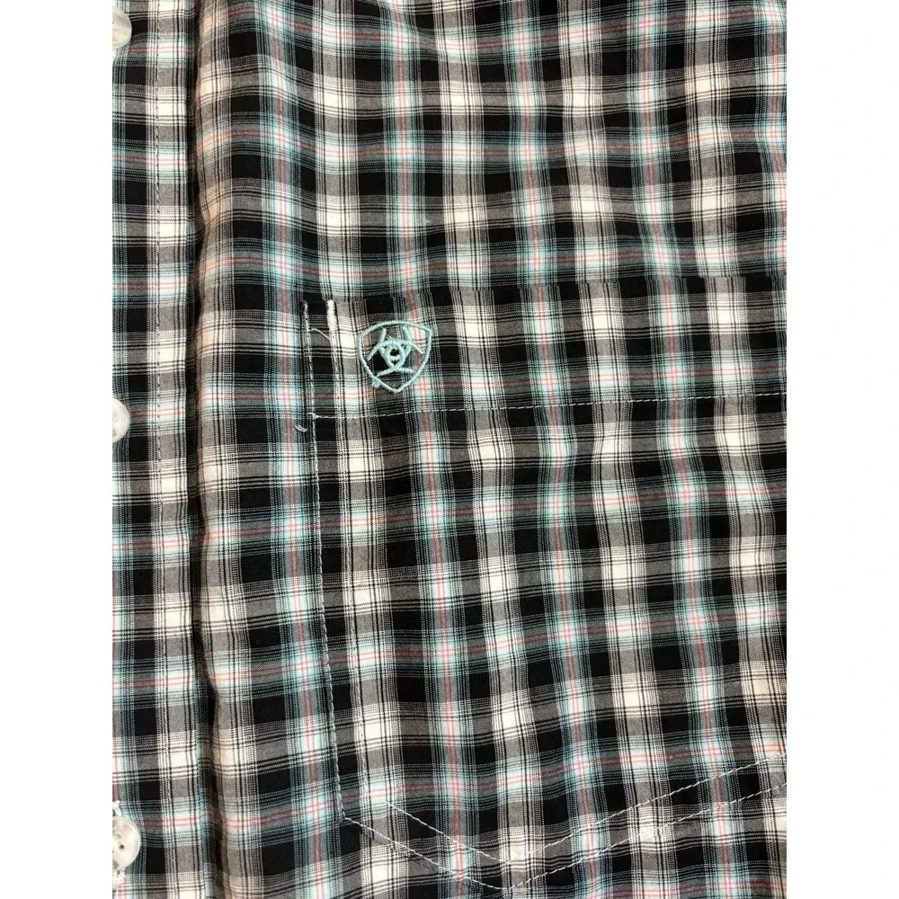 Ariat Pro Series Button Down Shirt Long Sleeve Plaid Cowboy Western Wear Mens M - Picture 3 of 11